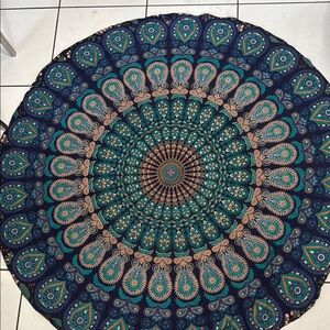 Bohemian Mandala Tapestry in Blue and Green